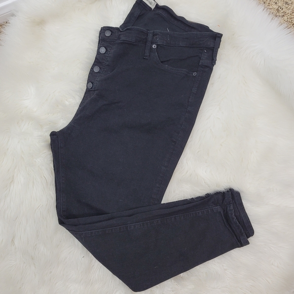 MADEWELL BLACK 9" MID-RISE HIGH WAIST SKINNY JEANS - Picture 2 of 16